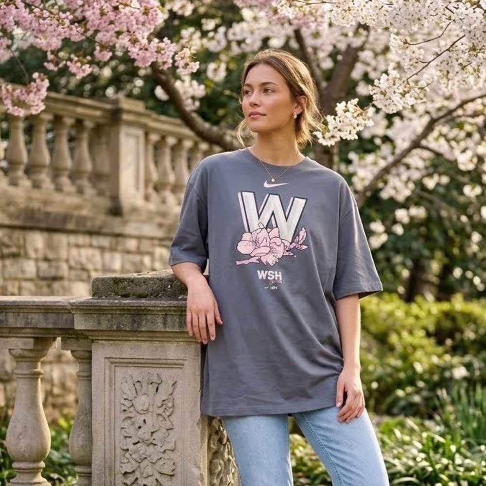 Nike Washington Nationals City Connect Cherry Blossom Dri-FIT T-Shirt Grey XL